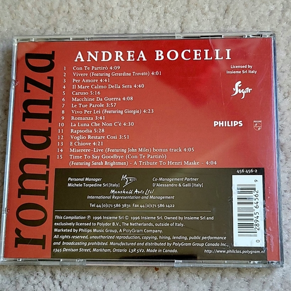 CD - Andrea Bocelli Romanza - Spanish Version (15 Tracks) - Picture 2 of 4